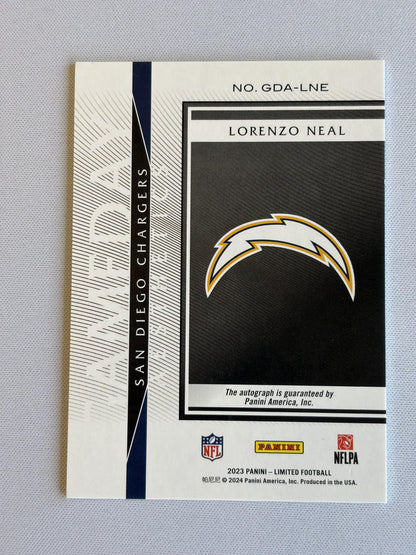 2023 Panini Limited Gameday Aesthetics #GDA-LNE Lorenzo Neal Auto Chargers