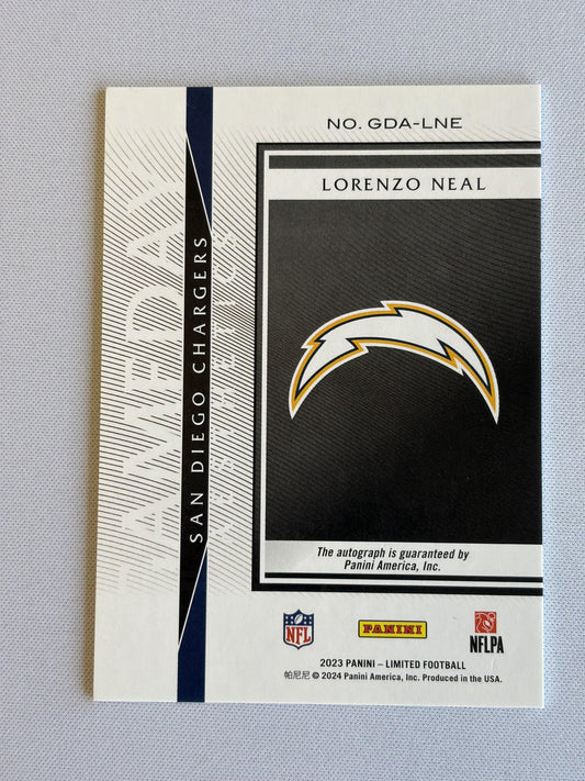 2023 Panini Limited Gameday Aesthetics #GDA-LNE Lorenzo Neal Auto Chargers