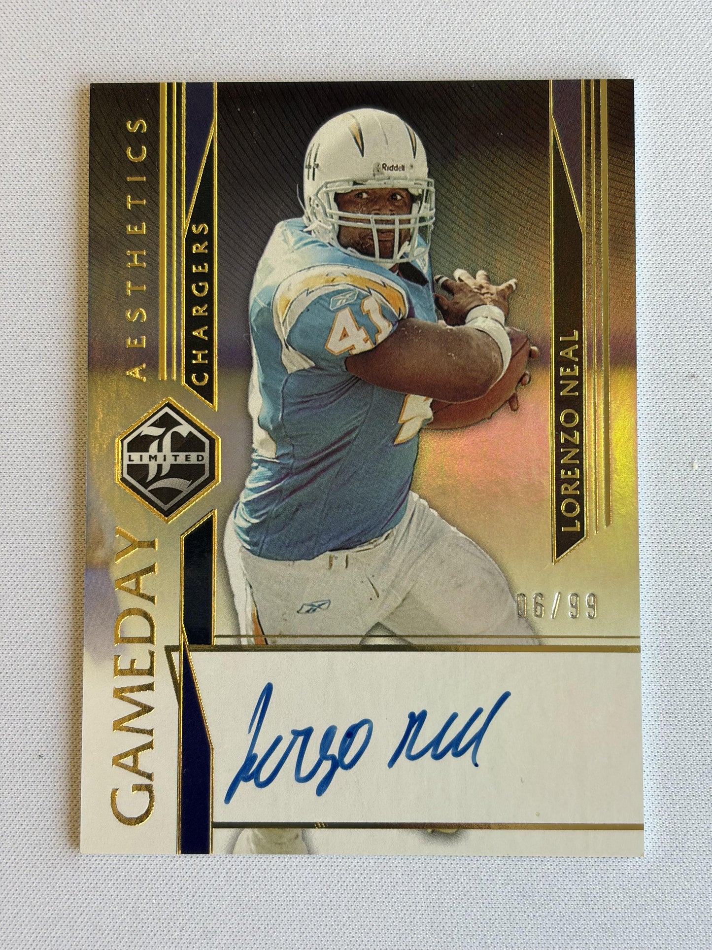 2023 Panini Limited Gameday Aesthetics #GDA-LNE Lorenzo Neal Auto Chargers
