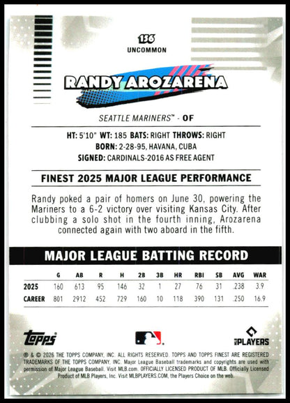 2026 Topps Finest Pink #/250 #136 Randy Arozarena