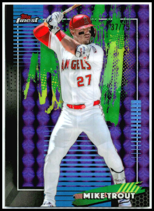2026 Finest Purple Geometric Refractors #58 Mike Trout #/75 Los Angeles Angels