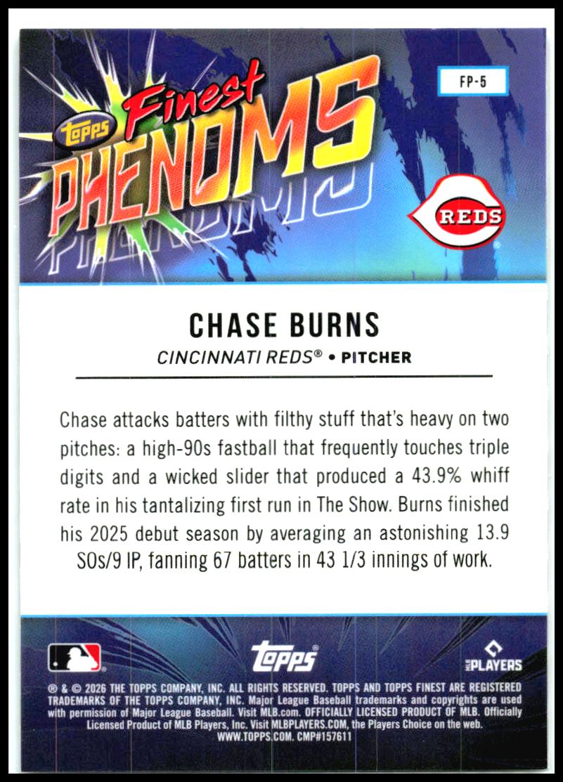 2026 Topps Finest Geometric Finest Phenoms #FP-5 Chase Burns