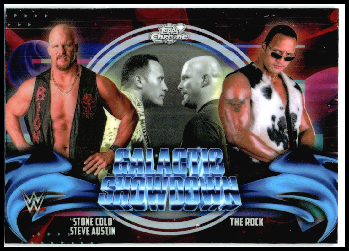 2026 Topps Chrome Cosmic WWE Galactic Showdown #GS-1 Austin / Rock