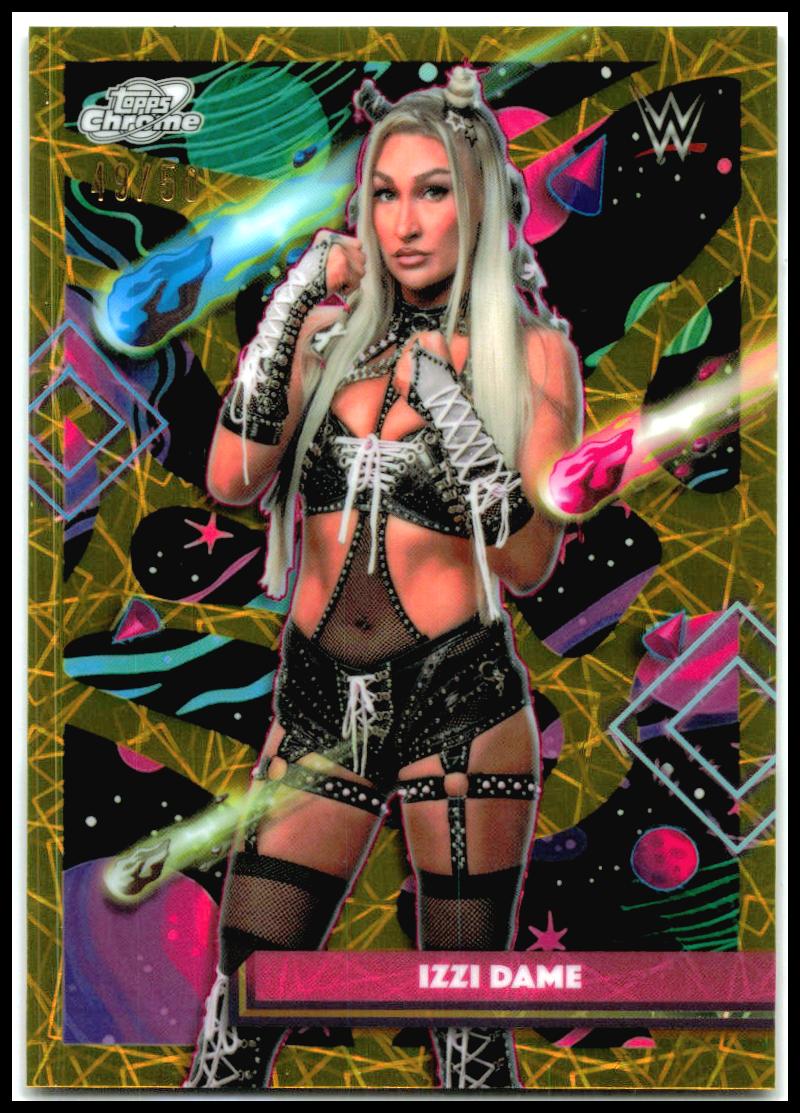 2026 Topps Chrome Cosmic WWE Gold Interstellar Refractor #41 Izzi Dame #/50