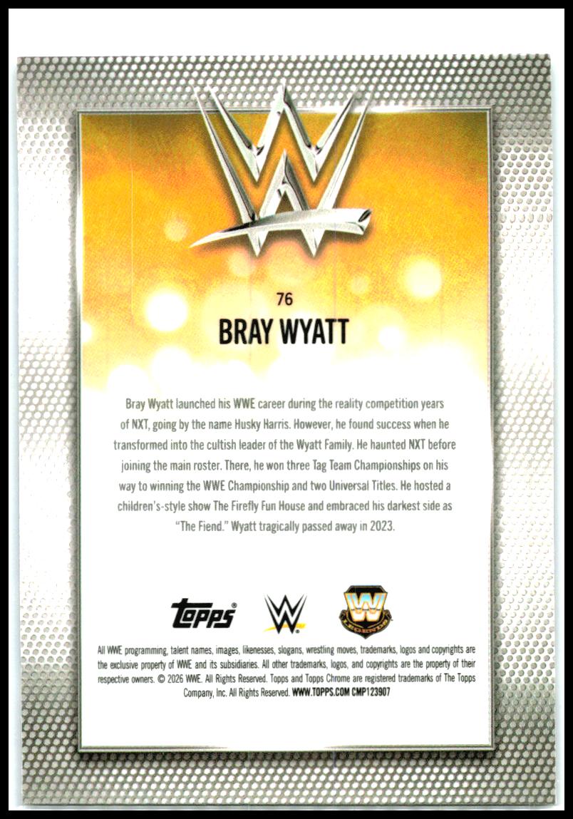 2026 Topps Chrome WWE Blue RayWave Refractor #76 Bray Wyatt #/150
