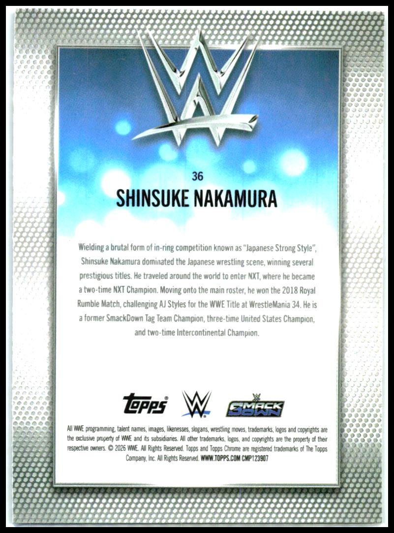 2026 Topps Chrome WWE Refractor #36 Shinsuke Nakamura