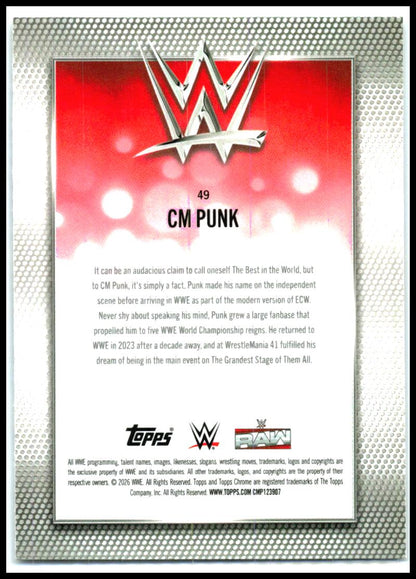 2026 Topps Chrome WWE Refractor #49 CM Punk