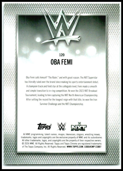 2026 Topps Chrome WWE Refractor #120 Oba Femi