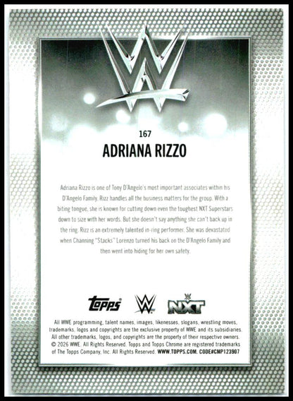 2026 Topps Chrome WWE Purple Mini-Diamonds Refractor #167 Adriana Rizzo #/75