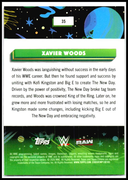 2026 Topps Chrome Cosmic WWE Magenta Cosmos Refractor #35 Xavier Woods #/299