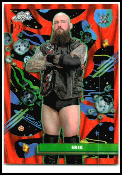 2026 Topps Chrome Cosmic WWE Orange Galactic Refractor #79 Erik #/25