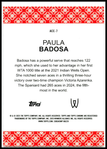2025 Topps Chrome Aces #ACE-7 Paula Badosa