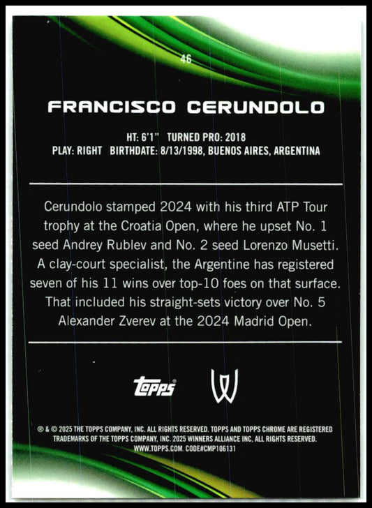 2025 Topps Chrome Shimmer Refractor #46 Francisco Cerundolo