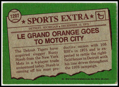 1976 Topps Traded #120T Rusty Staub Detroit Tigers
