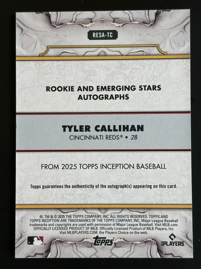 2025 Inception Gold Auto #/50 #RESA-TC Tyler Callihan Rookie Auto Reds