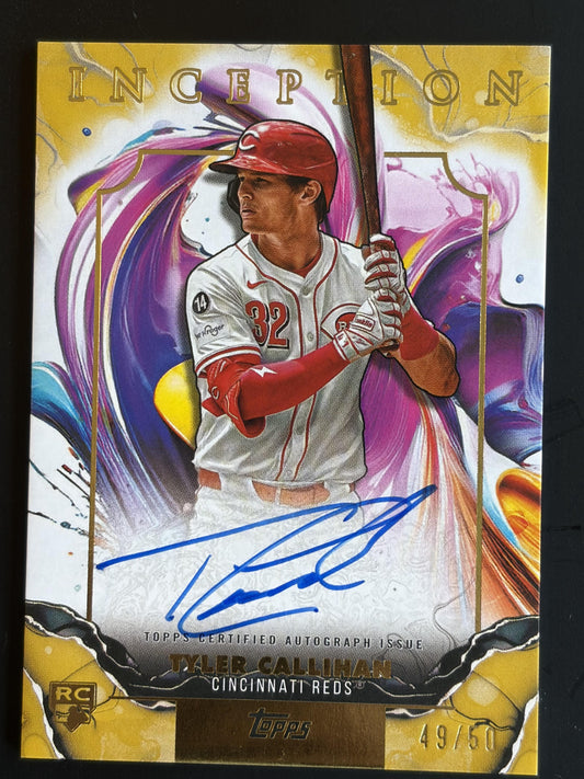 2025 Inception Gold Auto #/50 #RESA-TC Tyler Callihan Rookie Auto Reds