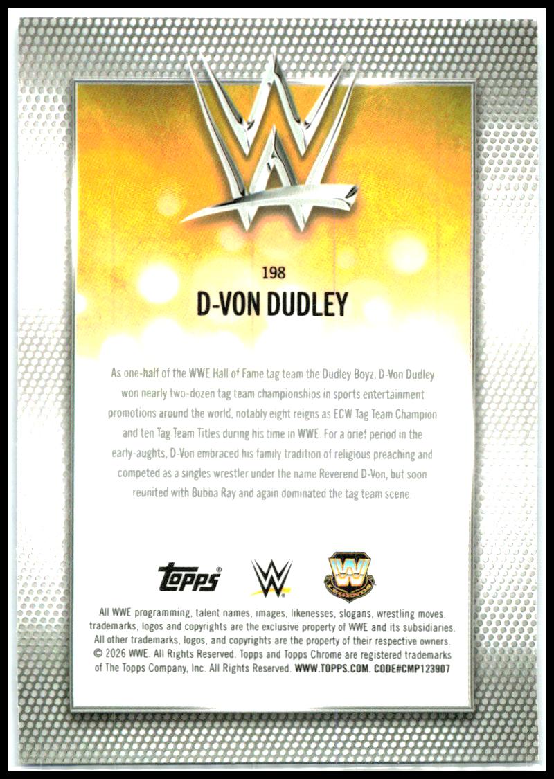 2026 Topps Chrome WWE Blue Mini-Diamonds Refractor #198 D-Von Dudley #/150