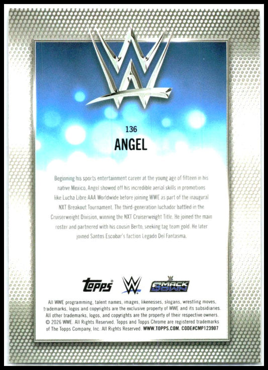 2026 Topps Chrome WWE Purple Refractor #136 Angel #/75