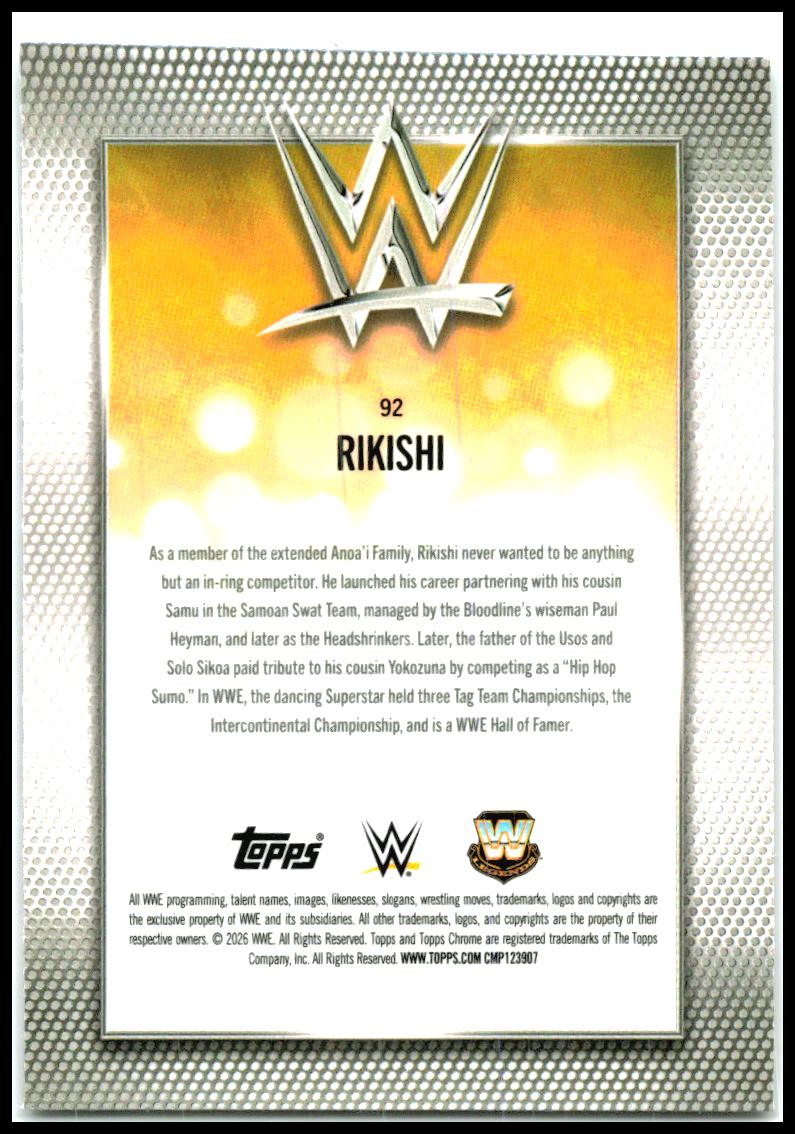 2026 Topps Chrome WWE Pink Refractor #92 Rikishi #/250