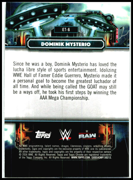 2026 Topps Chrome Cosmic WWE Extraterrestrial Talent #ET-6 Dominik Mysterio