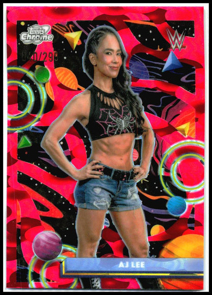 2026 Topps Chrome Cosmic WWE Magenta Cosmos Refractor #66 AJ Lee #/299