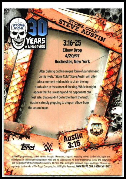 2026 Topps Chrome WWE Austin 3:16 #3:16-25 "Stone Cold" Steve Austin