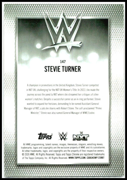 2026 Topps Chrome WWE Orange RayWave Refractor #147 Stevie Turner #/25