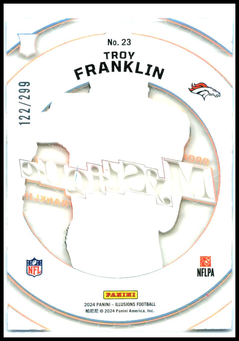2024 Panini Illusions Mystique Light Blue #23 Troy Franklin #/299 Denver Broncos
