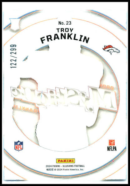 2024 Panini Illusions Mystique Light Blue #23 Troy Franklin #/299 Denver Broncos