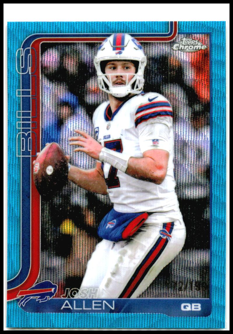 2025 Topps Chrome Aqua Wave Refractor #34 Josh Allen #/199 Buffalo Bills