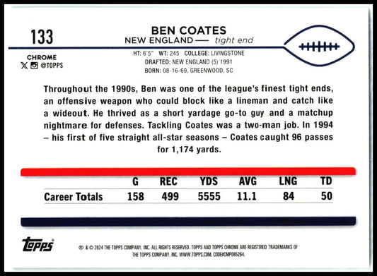 2024 Topps Chrome X-Fractor #133 Ben Coates New England Patriots