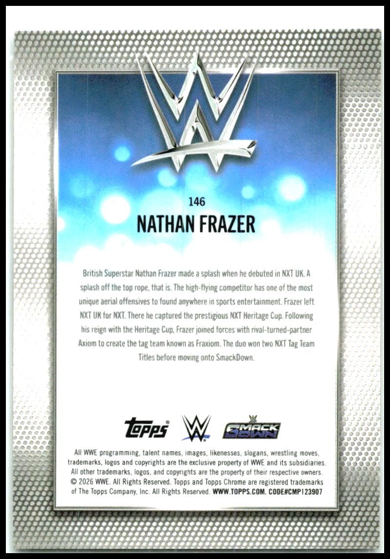 2026 Topps Chrome WWE Gold RayWave Refractor #146 Nathan Frazer #/50