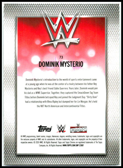 2026 Topps Chrome WWE Teal Refractor #73 Dominik Mysterio #/299