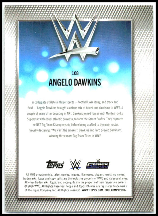 2026 Topps Chrome WWE Pink Refractor #108 Angelo Dawkins #/250