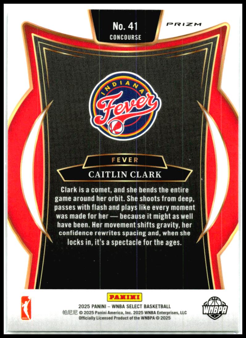 2025 Panini Select WNBA Silver Prizms #41 Caitlin Clark Indiana Fever