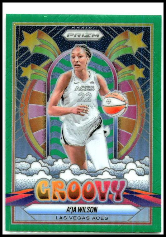 2024-25 Panini Prizm Black Groovy Green #21 A'Ja Wilson