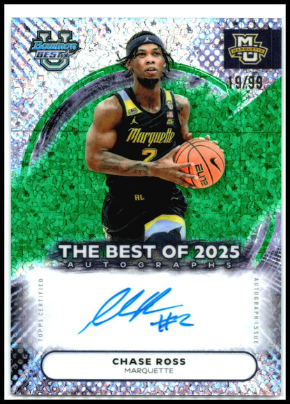 2025-26 Bowman's Best Green Mini Diamond Auto# /99 #BA-CR Chase Ross Auto