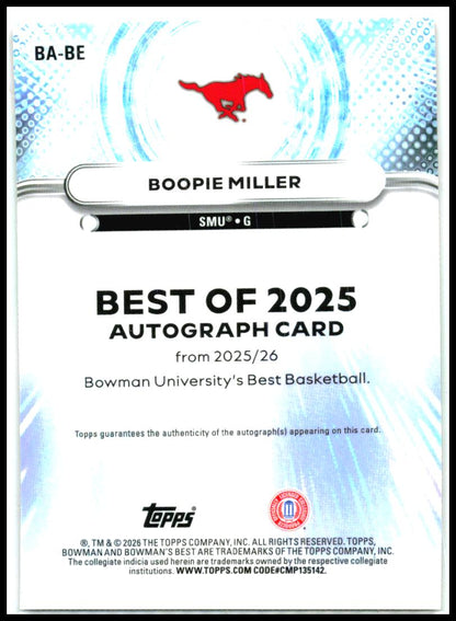 2025-26 Bowman's Best Green Mini Diamond Auto# /99 #BA-BE Boopie Miller Auto