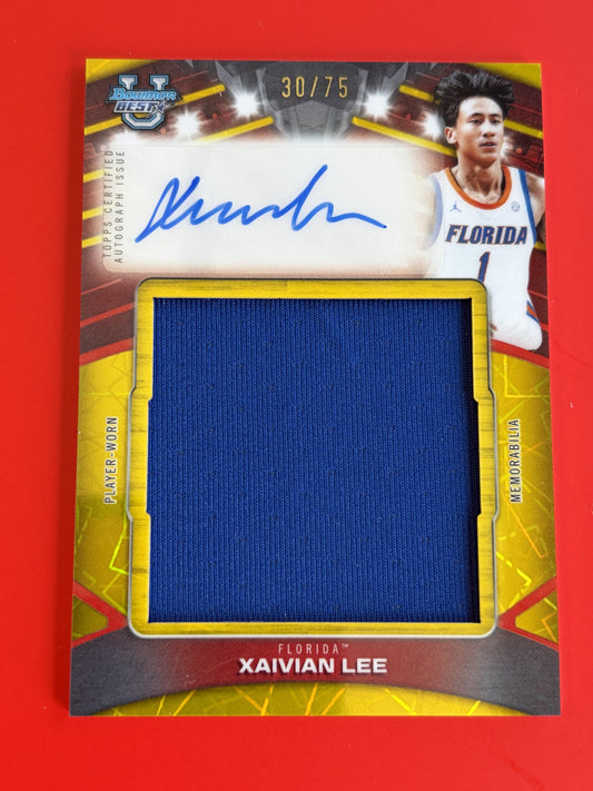 2025 Bowman U Best Yellow Lazer Relic Auto #/75 #PJR-XL Xaivian Lee Auto