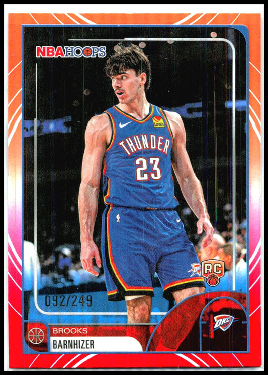 2025-26 Hoops Rainbow Red and Orange #158 Brooks Barnhizer Rookie Thunder