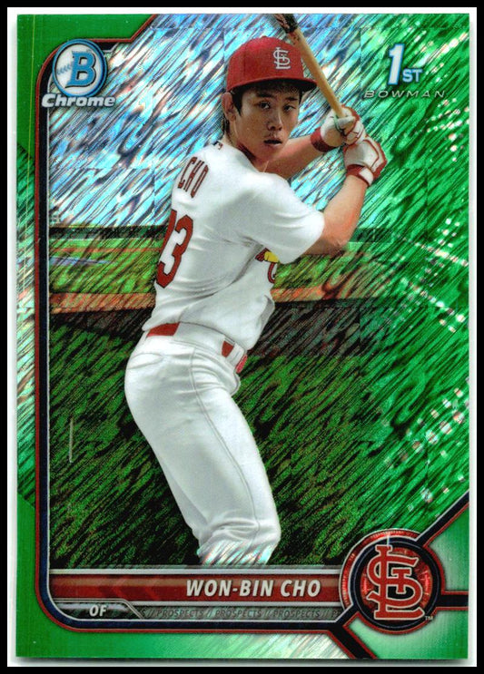2022 Bowman Chrome Green Shimmer Refractor #BCP-154 Won-Bin Cho Cardinals