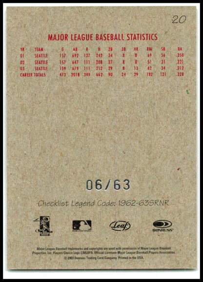 2004 Leaf Exhibits 1947-66 Printed by Donruss-Playoff Print #20 Ichiro Mariners