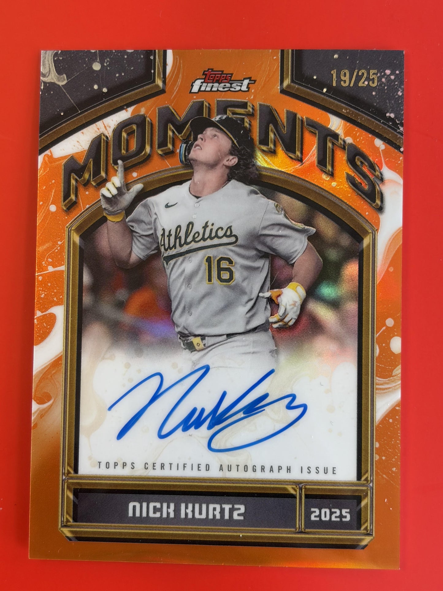 2026 Topps Finest Moments Orange Auto/ 25 #FMA-NK Nick Kurtz