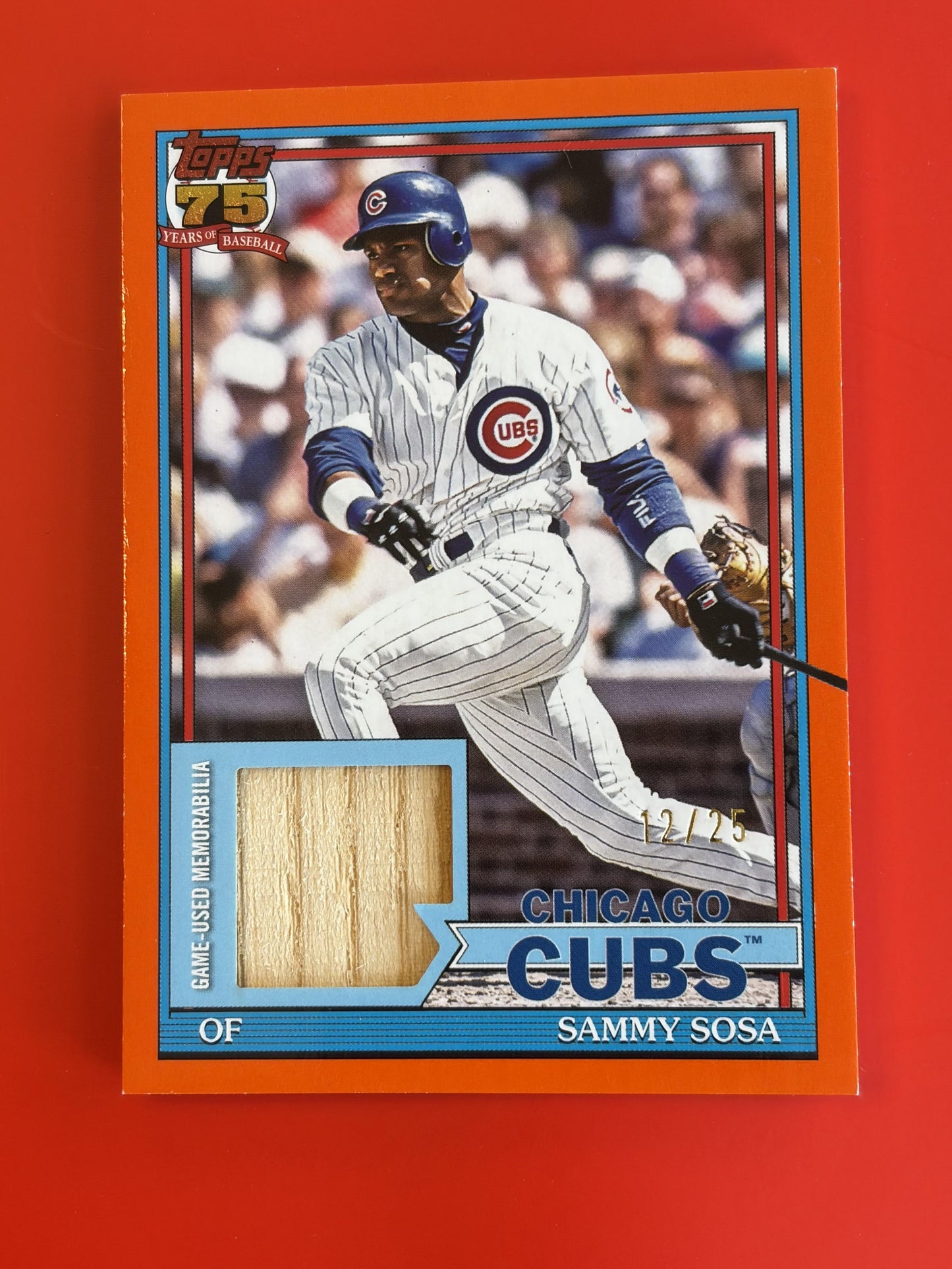 2026 Topps 1991 Topps 35th Anniversary Relics Orange #91R-SS Sammy Sosa Cubs