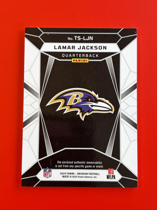 2024 Panini Obsidian Trifecta Swatches #TS-LJN Lamar Jackson Baltimore Ravens
