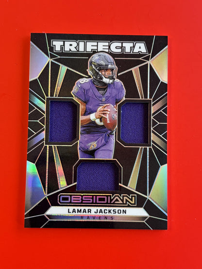 2024 Panini Obsidian Trifecta Swatches #TS-LJN Lamar Jackson Baltimore Ravens
