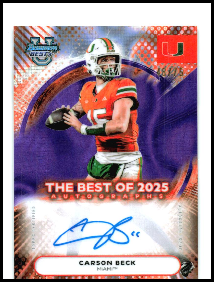 2025 Bowman U Best Auto Purple Lava #BOA-CBE Carson Beck Auto Cardinals