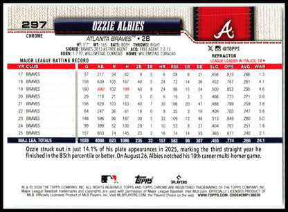 2026 Topps Chrome Refractors #297 Ozzie Albies Atlanta Braves