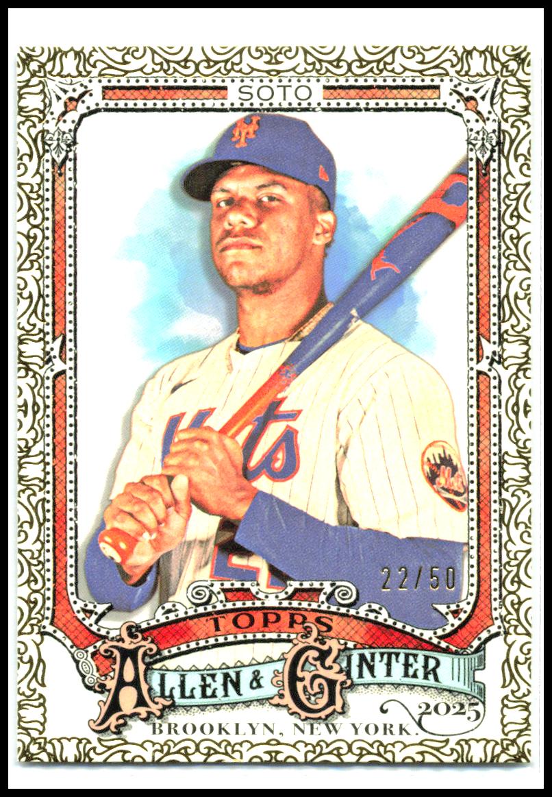 2025 Topps Allen & Ginter Foil Filagree Gold #95 Juan Soto #/50 New York Mets