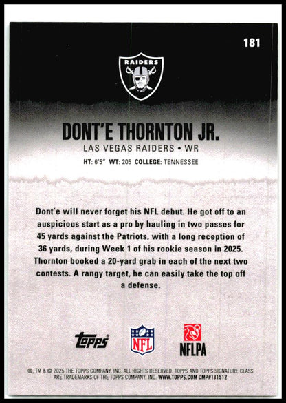 2025 Topps Signature Class Orange Lava #/0 #181 Dont'e Thornton JR Rookie